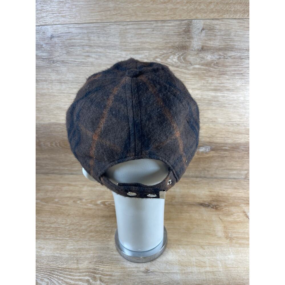 Y2K Burberry London 100% Cashmere Plaid Baseball Hat Cap - Picture 3 of 8